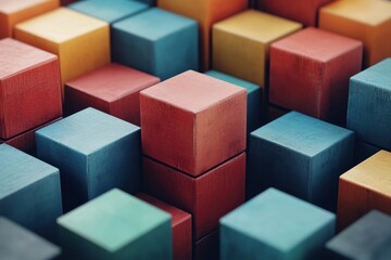 Obraz premium Multi-Colored Cubes on a Light Surface in Abstract Design, Generative AI