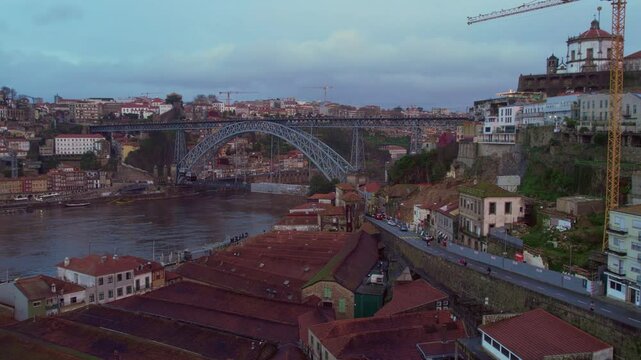 .Sunrise in Porto Old Port wine warehouse.