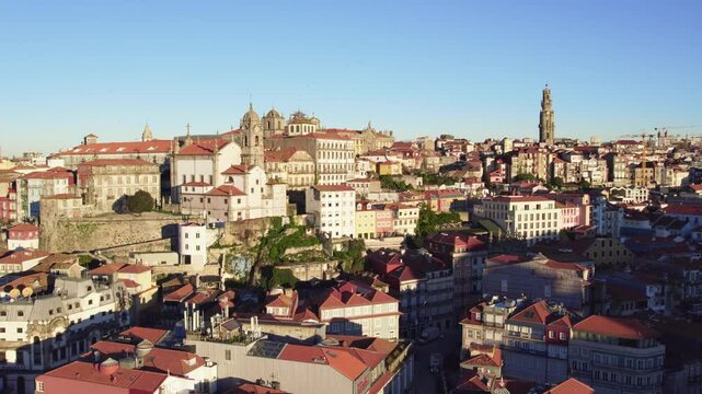 .Sunrise in Porto Old Port wine warehouse.