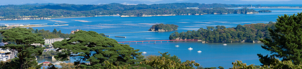 Naklejka premium 日本三景 松島のパノラマ風景