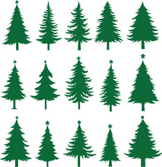 Obraz premium set of christmas trees icon vector illustration with background