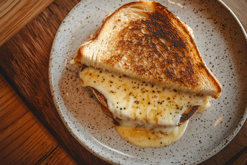 Melted Cheese in a Crispy Grilled Cheese Sandwich