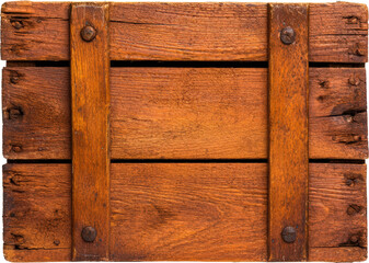 Rustic wooden crate with sturdy metal straps