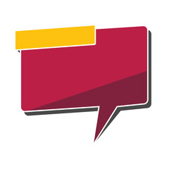 vector illustration of red and yellow speech bubbles banner, suited for label advertisement, title, text box, isolated on white background