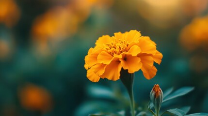 Vibrant Orange Marigold Flower Blooming in the Garden
