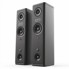 Fototapeta premium Modular Speakers with Bluetooth and Voice Assistance , isolated on a white background , High quality , No blur
