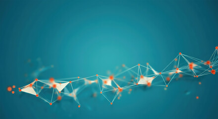 Abstract connected dots and lines on blue background. Communication and technology network concept with moving lines and dots.