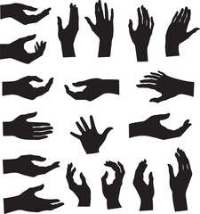 Obraz premium set of silhouette hand gestures vector icon illustration with white background