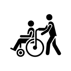 Wheelchair and Caregiver Vector Icon for Accessibility.