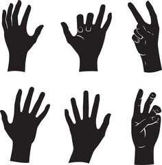 Obraz premium set of silhouette hand gestures vector icon illustration with white background
