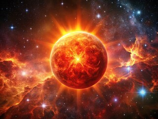 Obraz premium Red Giant Star Low Light Astrophotography: Celestial Nebula, Cosmic Dust, Deep Space, Night Sky