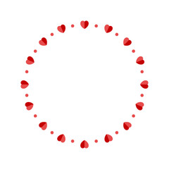 Round photo frame made of hearts for lovers. Set of photo frames of different shapes Valentine's Day illustration on white background