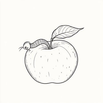 recommend clip art: Line drawing of apple with worm.