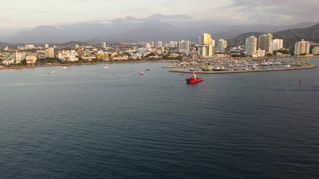 Aereal view of Santa Marta Bay