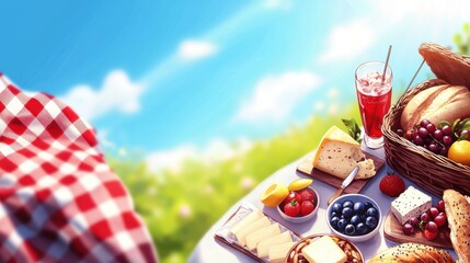 Enjoying a sunny picnic outdoor park food arrangement vibrant nature close-up view relaxation and leisure