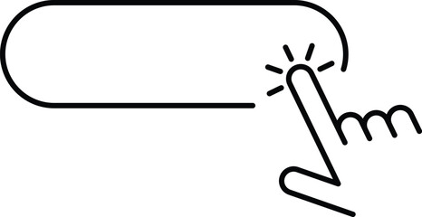 Click here  empty button template with cursor and hand. Vector illustration
