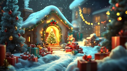 Magical Christmas Eve Cottage A Winter Wonderland Scene