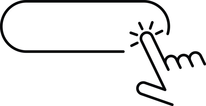 Click here  empty button template with cursor and hand. Vector illustration