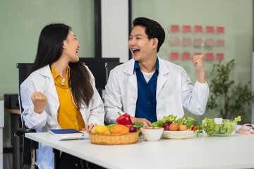 Team Microbiologists Analyzing Molecular Samples in Advanced Food Science Laboratory, Dietitian...