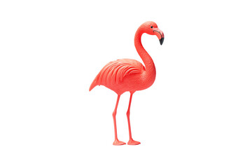 Fototapeta premium A vibrant pink flamingo stands tall, showcasing its elongated neck and graceful legs, exuding a playful and tropical charm.