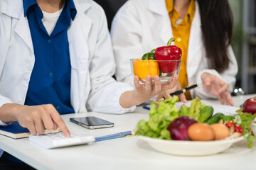 Team Microbiologists Analyzing Molecular Samples in Advanced Food Science Laboratory, Dietitian...