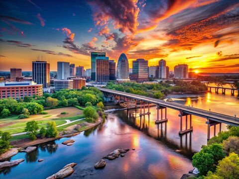 RVA Skyline Panoramic: Stunning Virginia Capital City Views, High-Resolution Photo