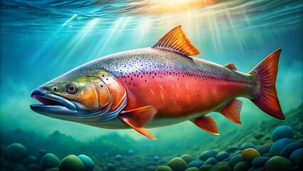 Fototapeta premium Salmon Fish Appearance: Pictures, Images & Photos of Salmon - Types, Colors & Features