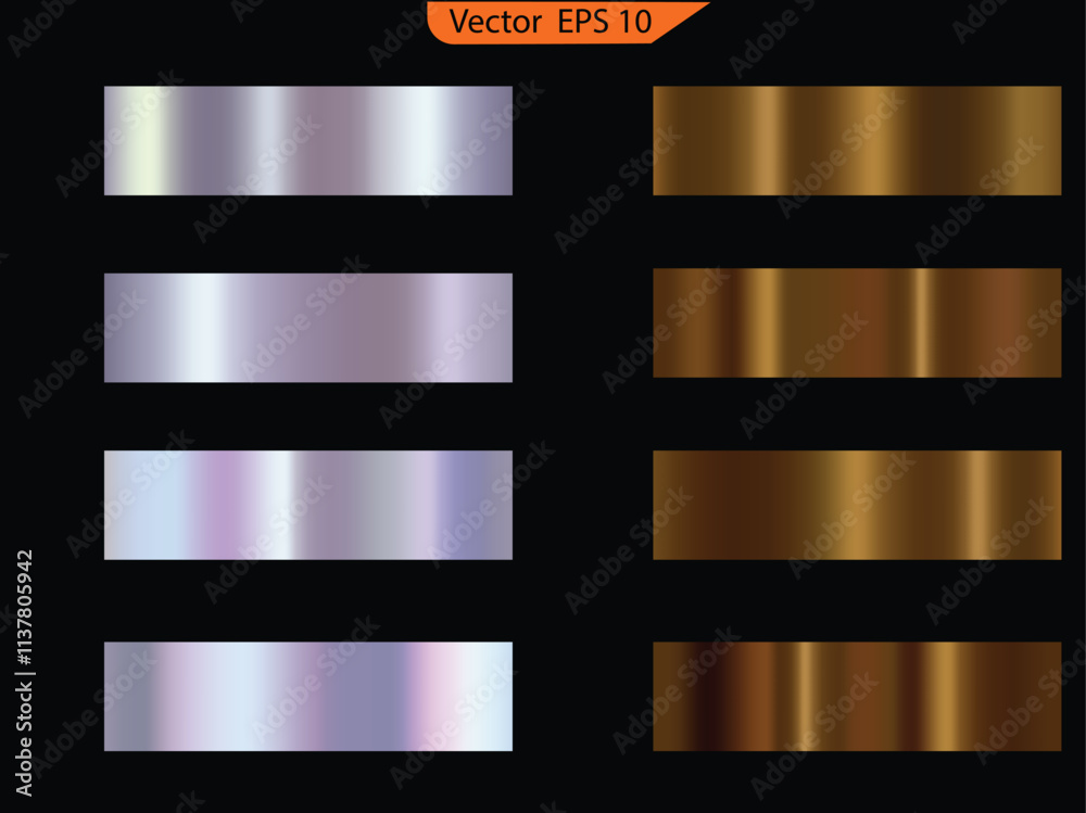 Wall mural set of gold banners. set of foil texture background. holographic and golden foil texture background 