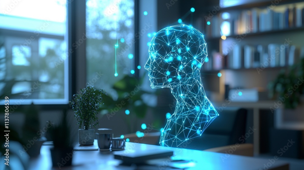 Poster Exploring ai ethics tools a digital visualization in a modern office environment