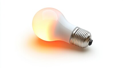 A single LED light bulb with warm tones reflecting subtly on its surface, set on a white background