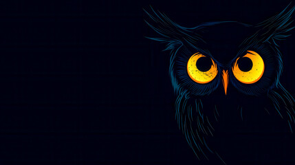 Obraz premium Owl staring with glowing eyes in dark background