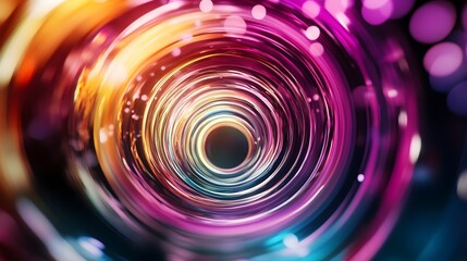 Obraz premium A dynamic spiral pattern in vivid rainbow colors, creating a hypnotic, futuristic vibe.