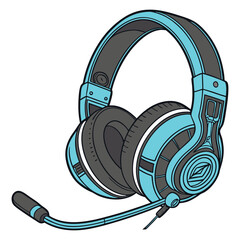 Vector Gaming Headphones .Customer service or gamer headset. Headphone with microphone. Vector graphic illustration. Isolated white background headphones, ai generated © design vector