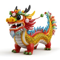 Fototapeta premium Colorful Dragon Sculpture with Exaggerated Features and Vibrant Colors