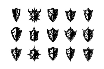 Obraz premium Set of Black Shield Silhouettes