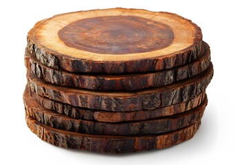 Stacked Wooden Tree Round Slices Coaster Set