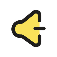Obraz premium The image shows a small yellow pixel art icon representing a speaker or volume control.