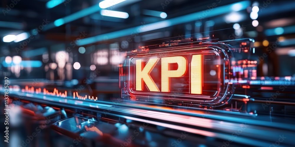 Poster key performance indicators in modern business digital workspace data visualization high-tech environ