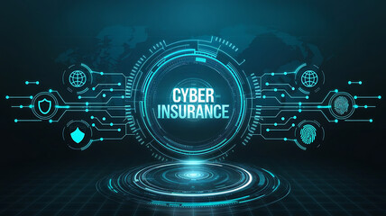 Obraz premium Cyber Insurance Concept - Digital Protection and Risk Management in Technology, cybersecurity, digital security, insurance technology, data protection