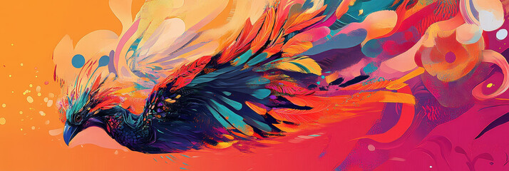 Obraz premium Vibrant Abstract Phoenix Bird