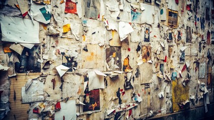 Fototapeta premium Grunge Torn Paper Background, White Ripped Poster Texture, Empty Space, Crumpled Paper Wall, Blank Vintage Wallpaper, Old Paper Texture, Background Design
