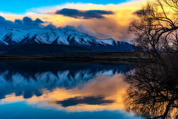 Fototapeta premium New Zealand landscape - Lake Heron in the South Island.