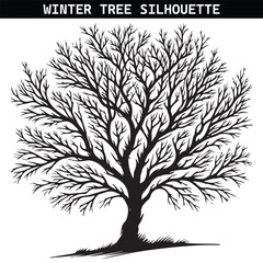 Obraz premium Winter tree silhouette vector illustration. Eps 10