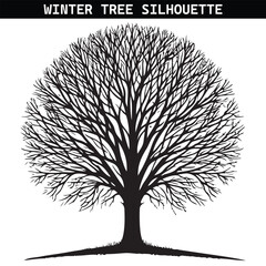 Winter tree silhouette vector illustration. Eps 10