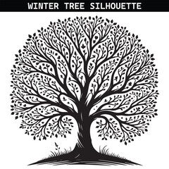 Obraz premium Winter tree silhouette vector illustration. Eps 10
