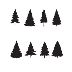 Obraz premium set of christmas trees vector silhouette