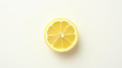 Perfectly Cut Lemon Slice on White Background