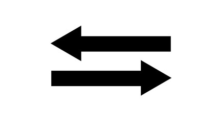 Swipe left and right black arrow on a white background. Left-right arrow loading seamless loop into alfa channel