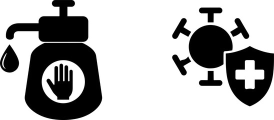 COVID-19 Icons Set. Simple Set of Coronavirus illustration. Washing Hands and wearing Face Mask protect for lungs stay safe with stroke.