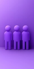 Isometric team icon featuring three simple figures in purple